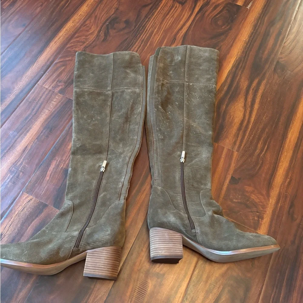 Marc Fisher Olive Suede Over the Knee Boots